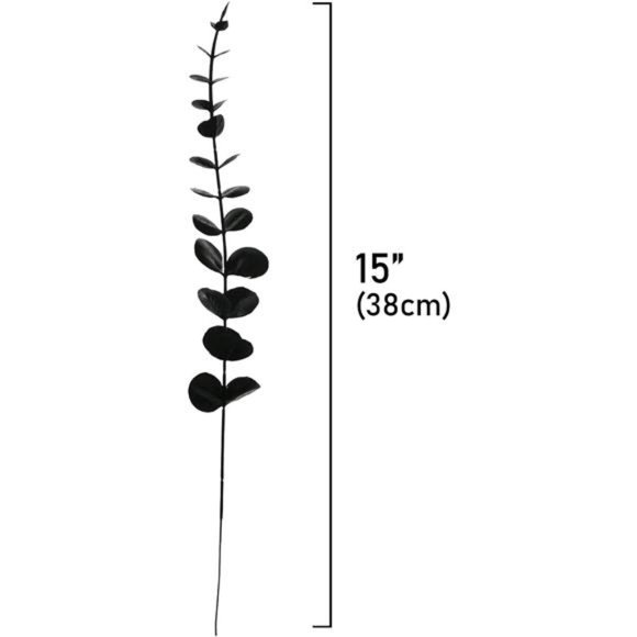 26 Pcs Black Artificial Eucalyptus Stems Faux Halloween Flowers Eucalyptuses - Picture 3 of 7